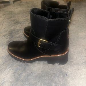 Naturalizer Black Ankle Boots with Gold Accent